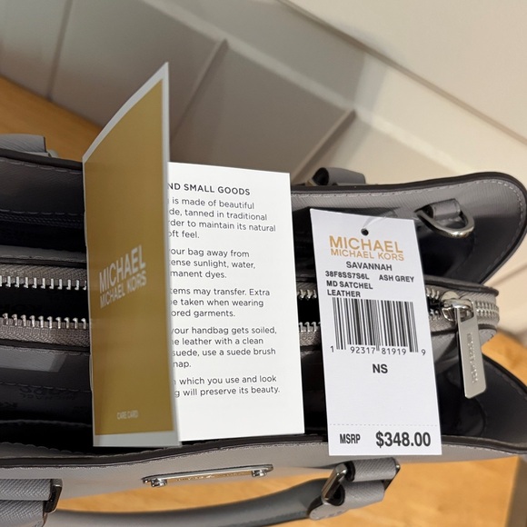 Michael Kors Savannah Ash Gray Medium Satchel Leather NWT - Picture 11 of 11